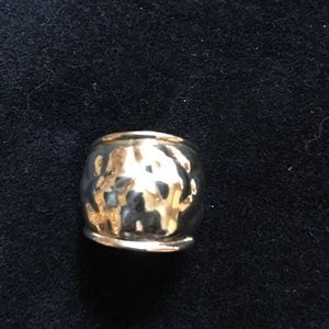 Wide hammered sterling silver ring